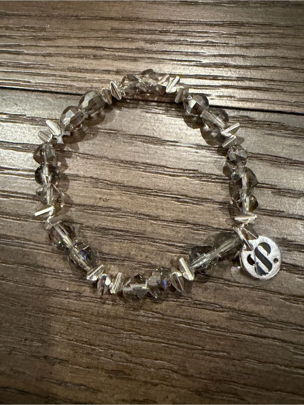 Set of 2 BP Bomb Party Stretch Bracelet Silver Gray stacks